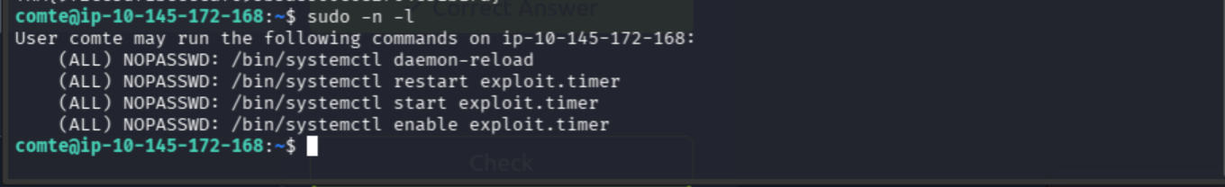 Sudo permissions allowing specific systemctl operations on exploit.timer
